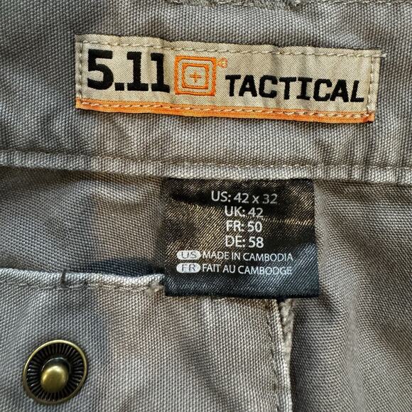 5.11 Tactical Canvas Cotton Pants Men’s 42x30 Gray Cargo Utility Work Outdoor - Picture 13 of 15
